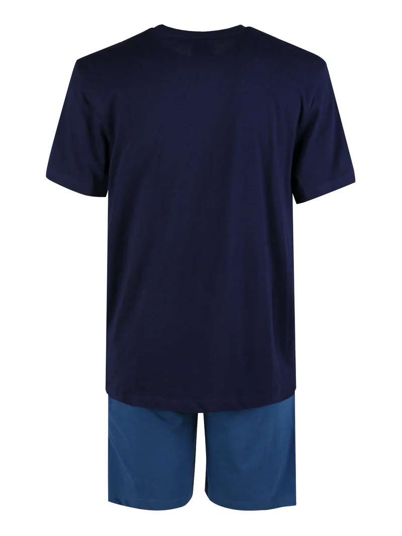Pigiama corto da uomo in cotone - blu scuro