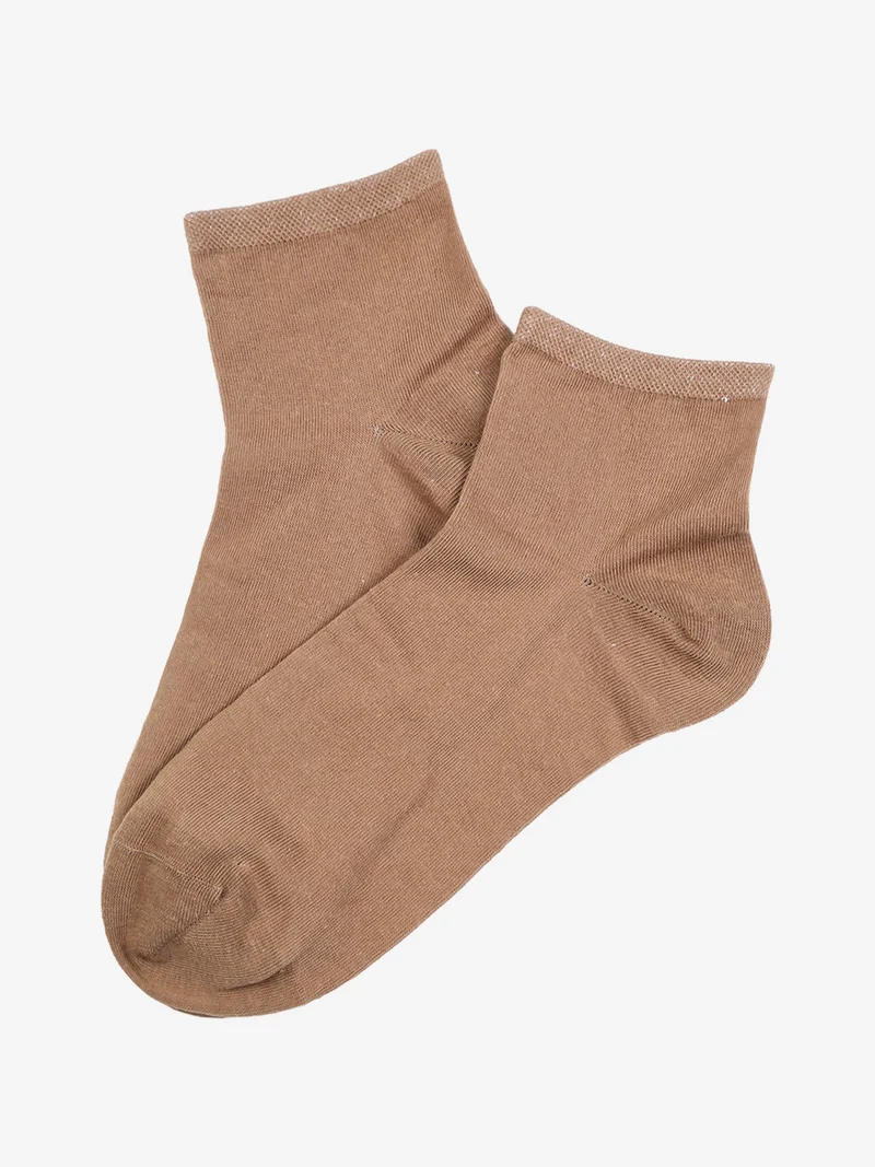 Calze corte da donna in cotone elasticizzato - marrone