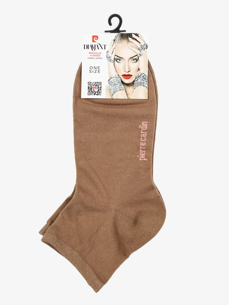 Calze corte da donna in cotone elasticizzato - marrone