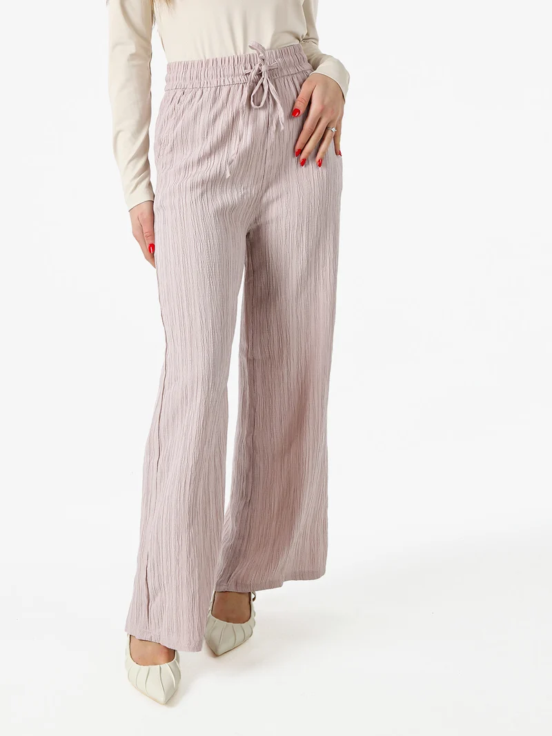 Pantaloni donna a palazzo con coulisse - rosa