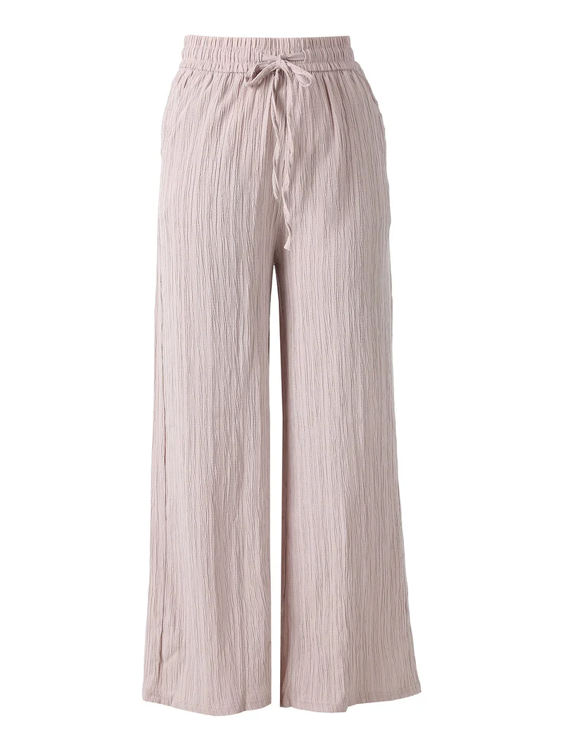 Pantaloni donna a palazzo con coulisse - rosa
