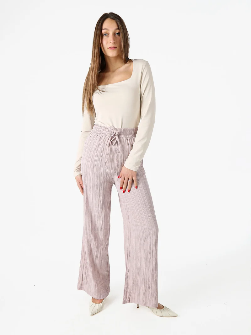 Pantaloni donna a palazzo con coulisse - rosa