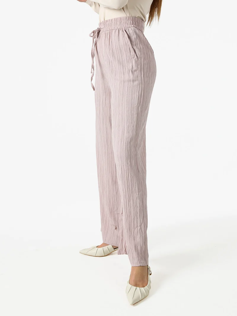 Pantaloni donna a palazzo con coulisse - rosa