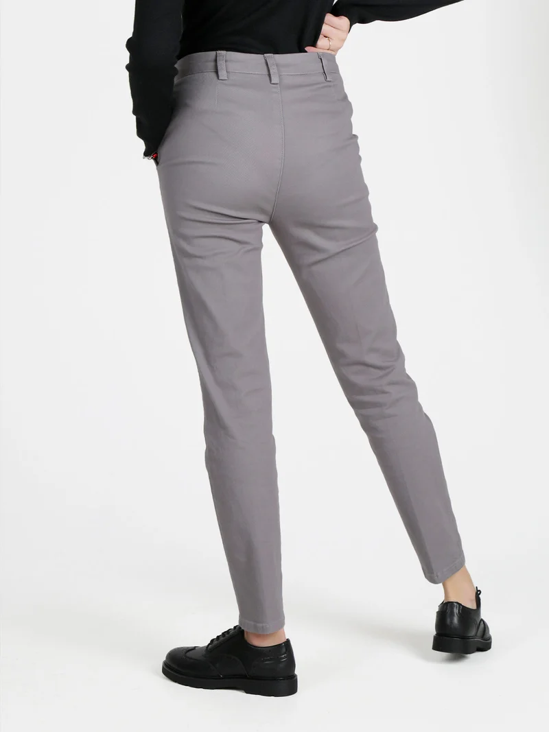 Pantaloni da donna a vita bassa in cotone - grigio