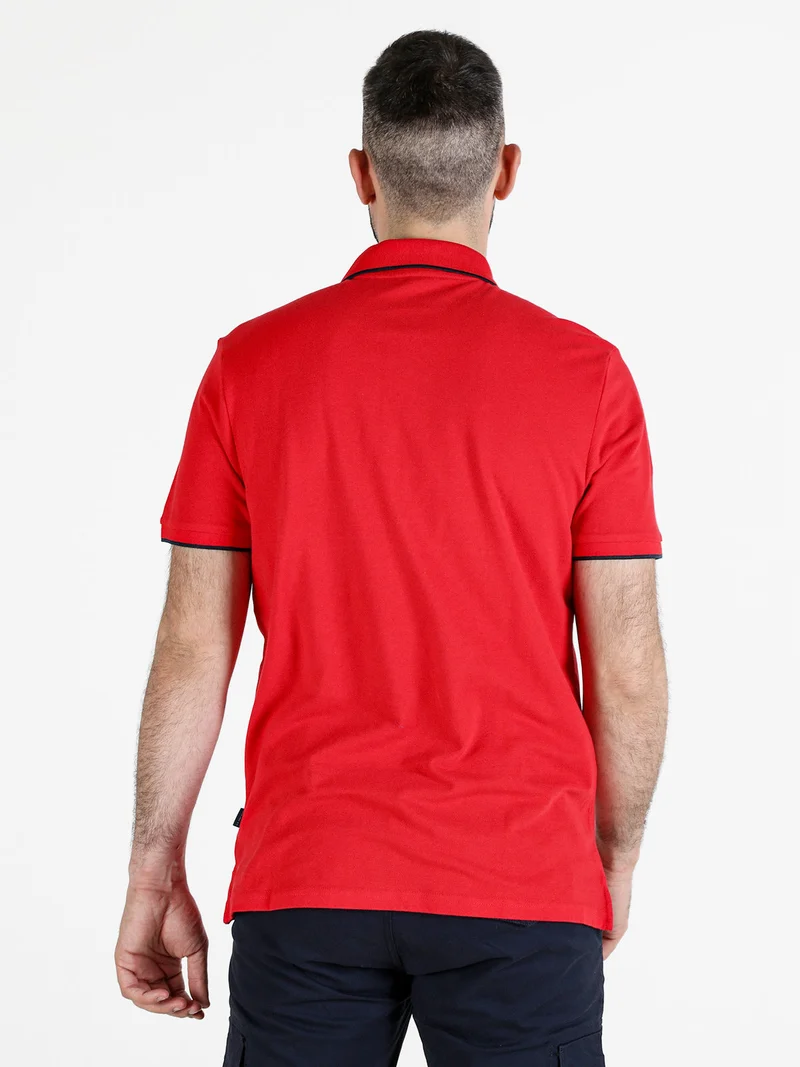 Polo da uomo in cotone a maniche corte - rosso