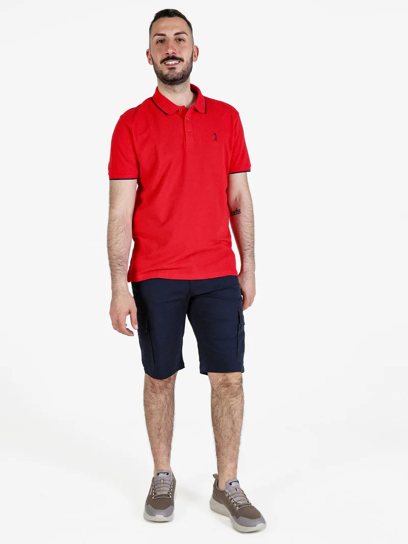 Polo da uomo in cotone a maniche corte - rosso