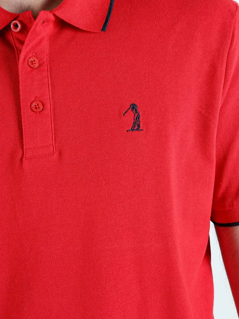 Polo da uomo in cotone a maniche corte - rosso