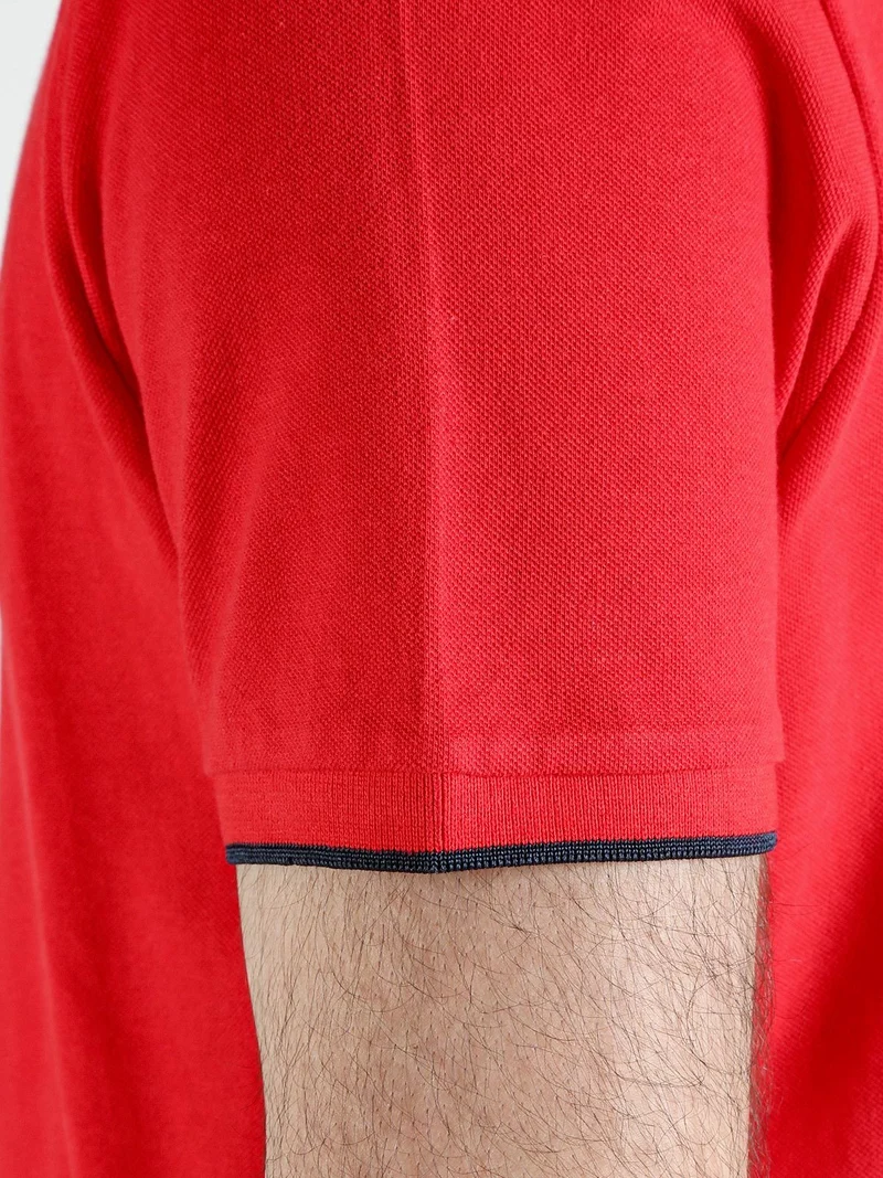 Polo da uomo in cotone a maniche corte - rosso