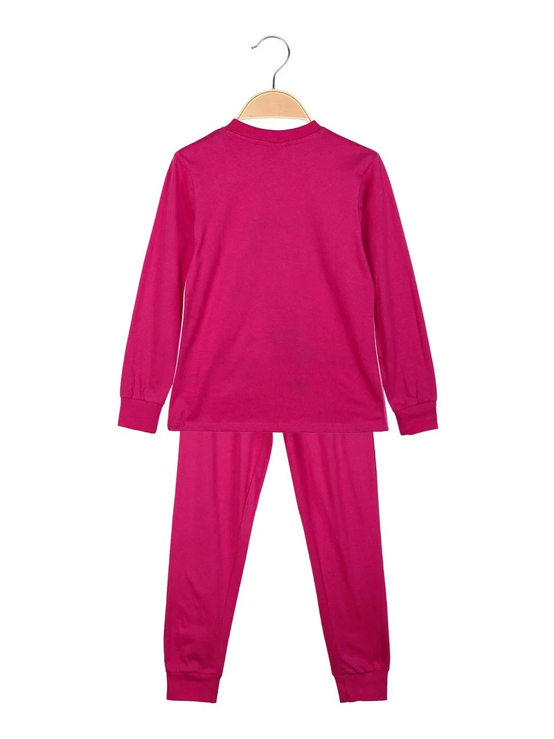 pigiama lungo in cotone da bambina - fucsia