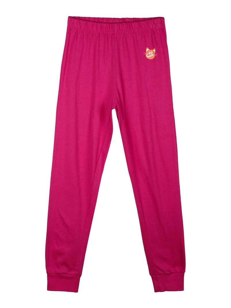 pigiama lungo in cotone da bambina - fucsia