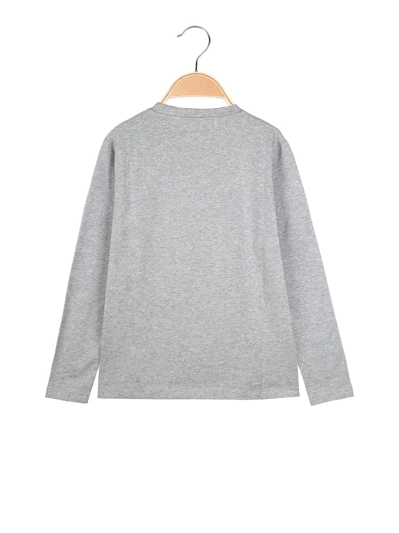 T-shirt da bambino a maniche lunghe con stampa - grigio