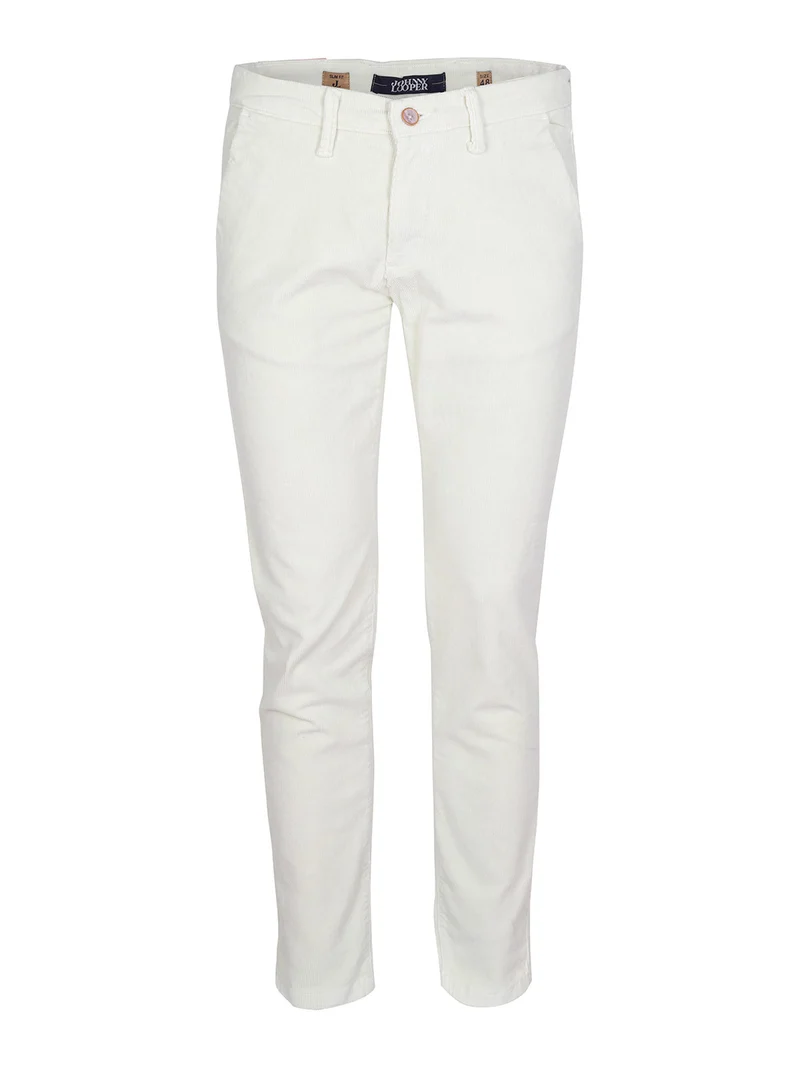 Pantaloni da uomo in velluto slim fit - panna