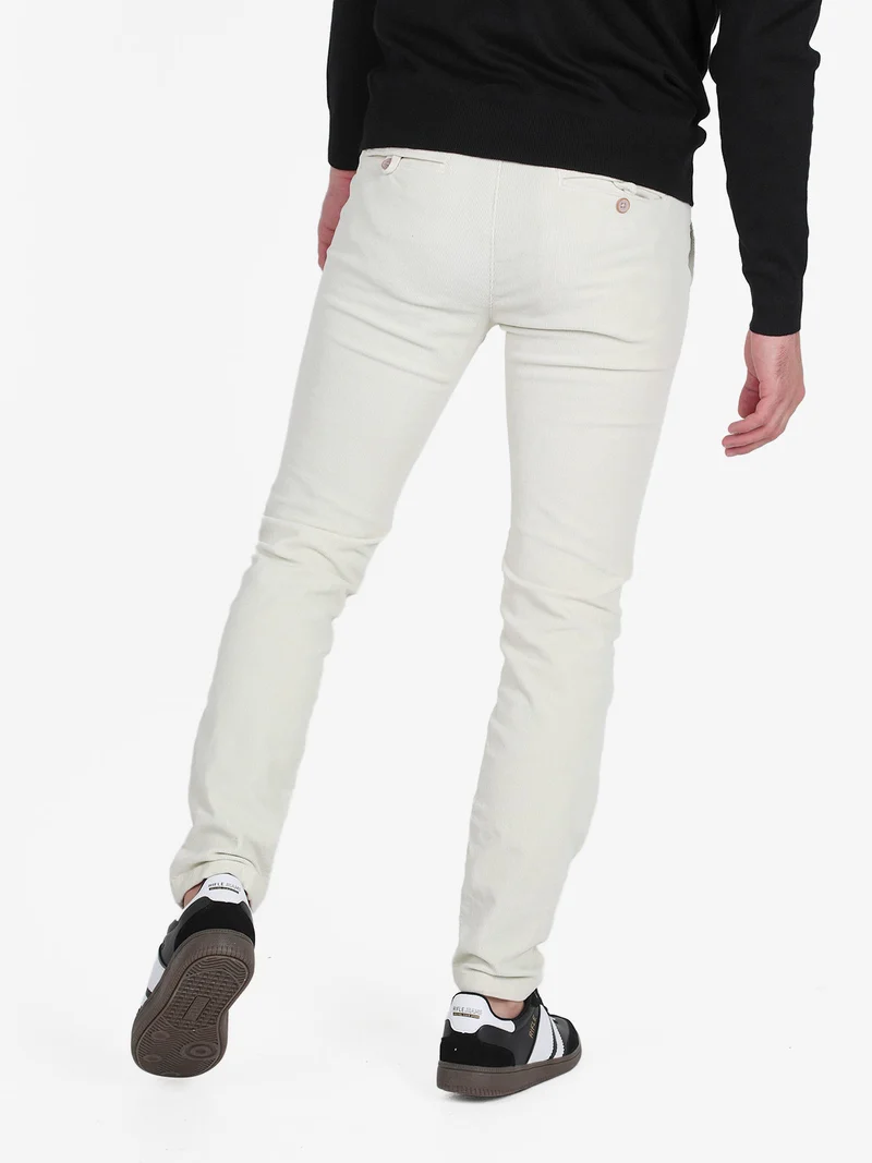 Pantaloni da uomo in velluto slim fit - panna