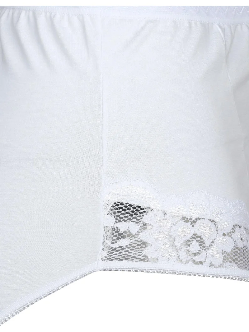 Culotte in cotone con pizzo - bianco