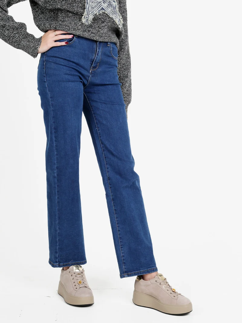 Jeans donna push up a gamba larga - jeans