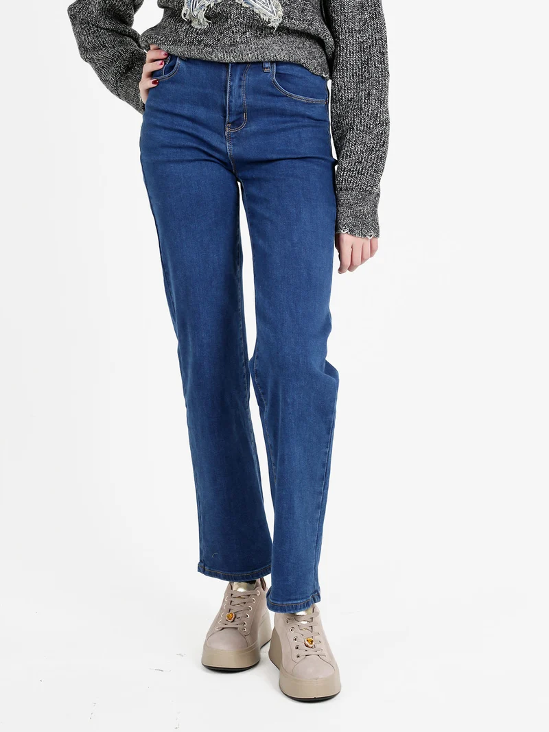 Jeans donna push up a gamba larga - jeans