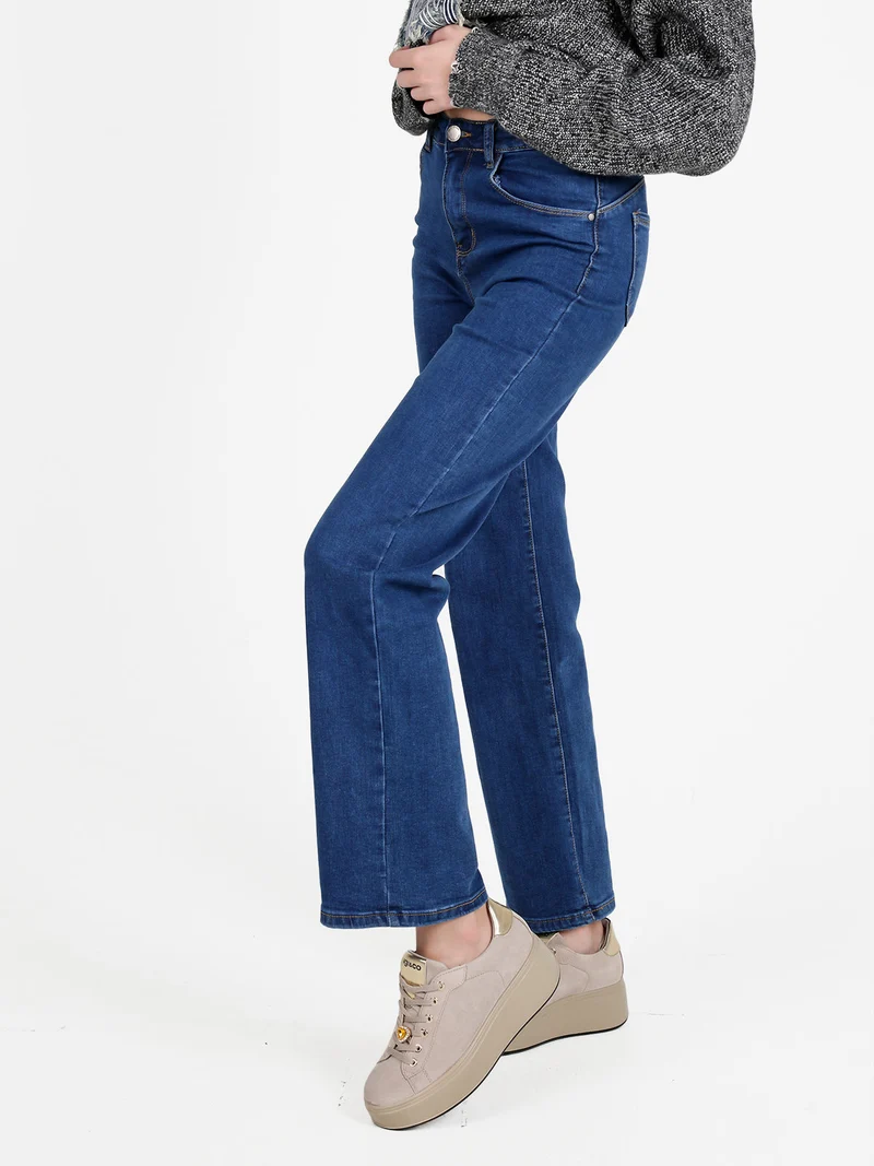 Jeans donna push up a gamba larga - jeans
