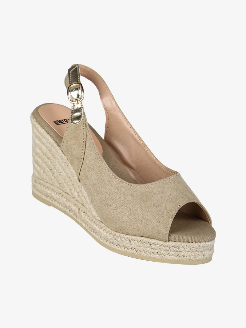 Campesine donna con zeppa aperte davanti - taupe