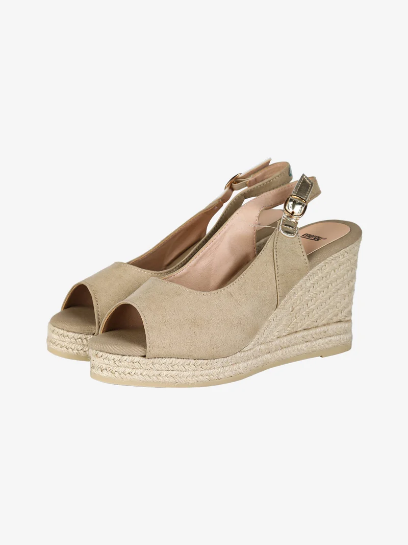 Campesine donna con zeppa aperte davanti - taupe