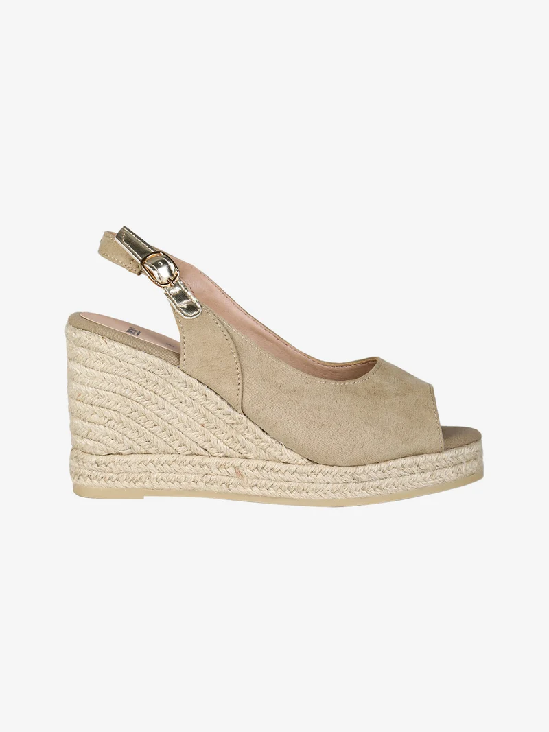 Campesine donna con zeppa aperte davanti - taupe
