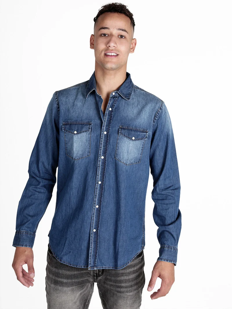 Camicia in jeans da uomo a maniche lunghe - jeans