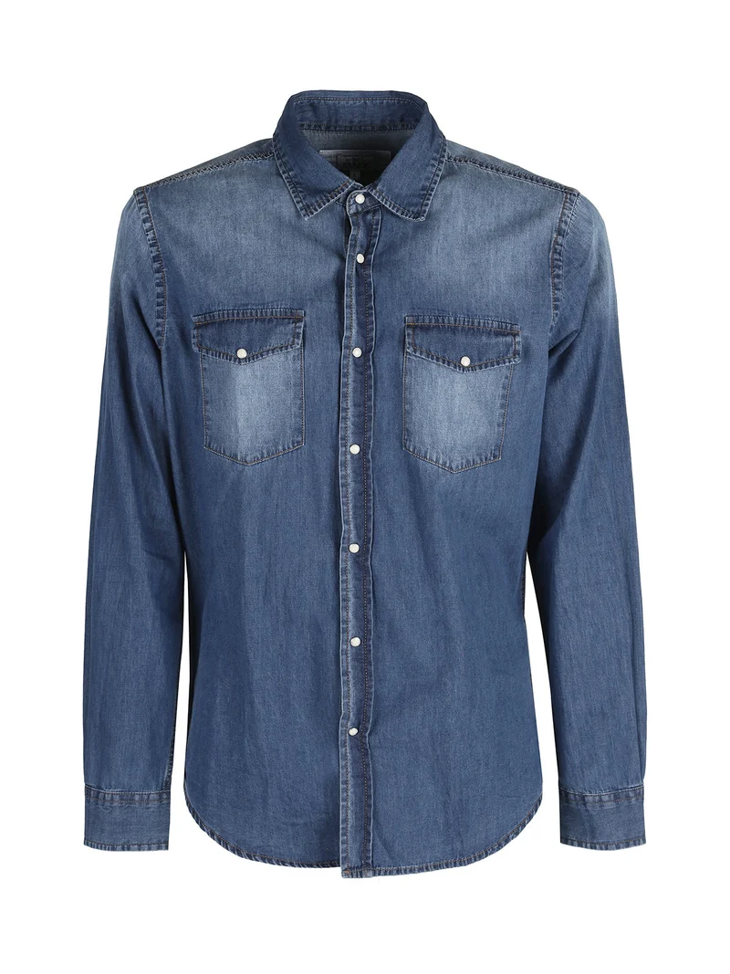 Camicia in jeans da uomo a maniche lunghe - jeans