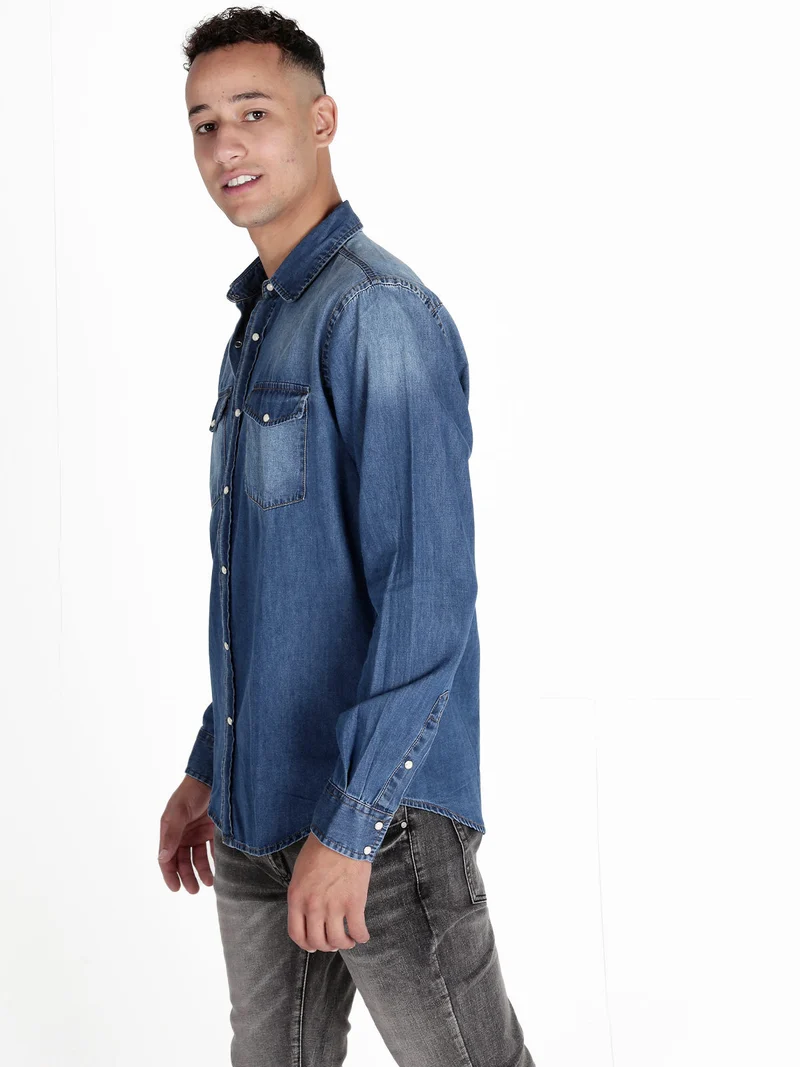 Camicia in jeans da uomo a maniche lunghe - jeans