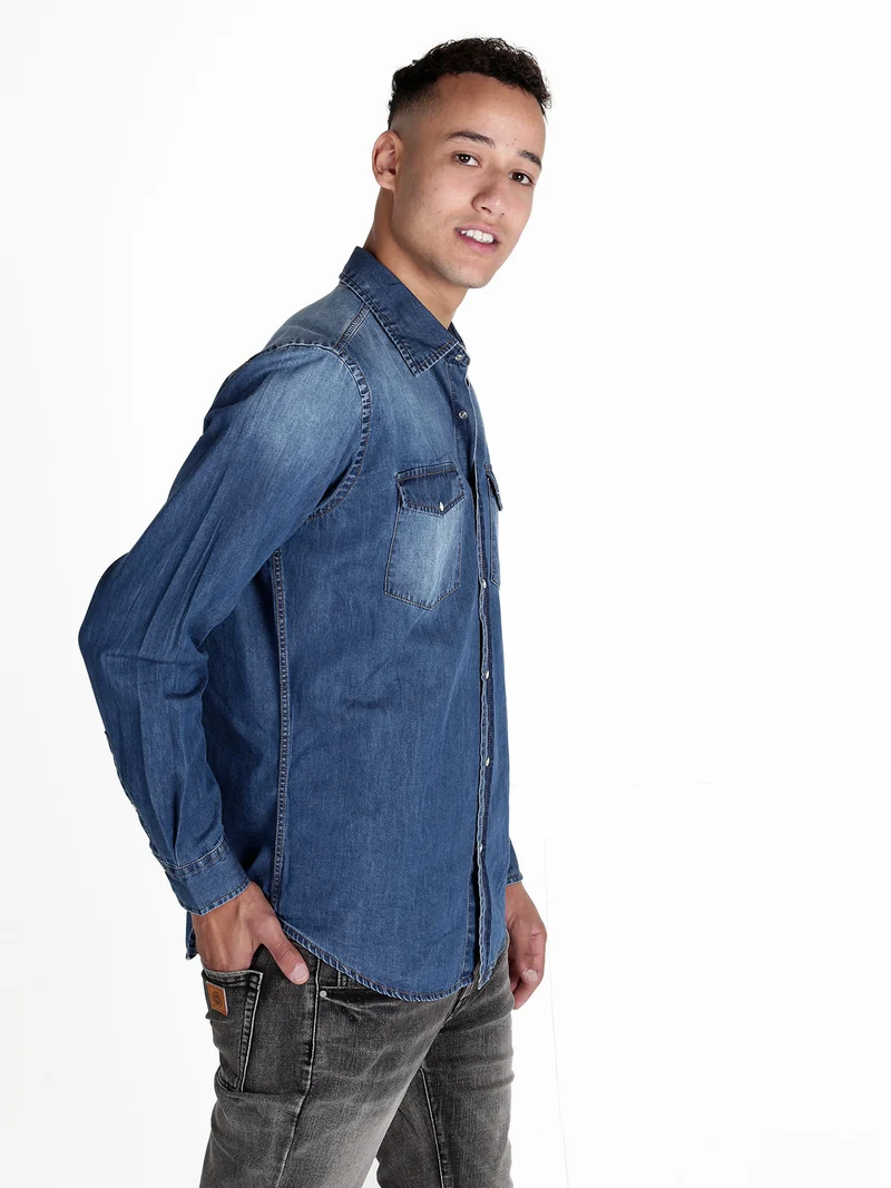 Camicia in jeans da uomo a maniche lunghe - jeans