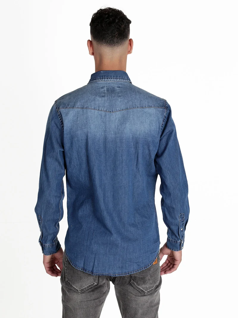 Camicia in jeans da uomo a maniche lunghe - jeans