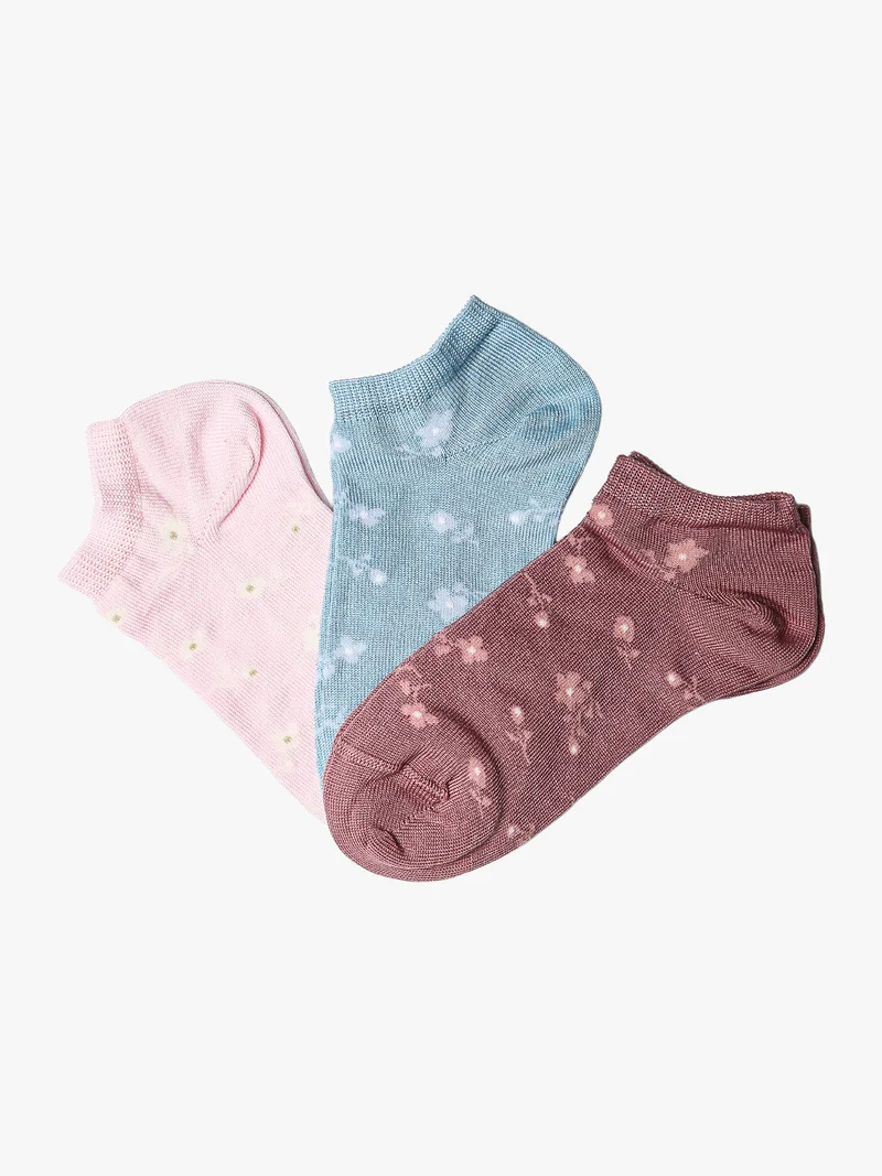 Confezione da 3 paia di calze corte da bambina in filo di scozia - rosa