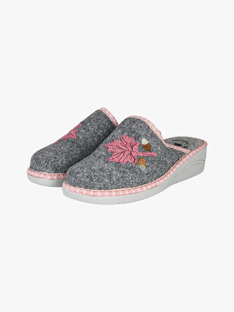 Pantofole donna in feltro con zeppa - grigio
