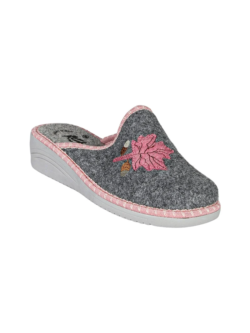 Pantofole donna in feltro con zeppa - grigio