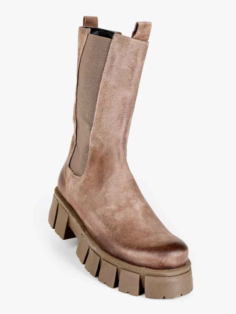 Stivaletti in pelle scamosciata chelsea da donna - taupe