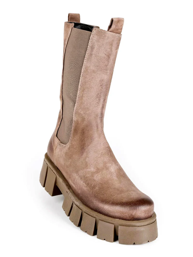 Stivaletti in pelle scamosciata chelsea da donna - taupe