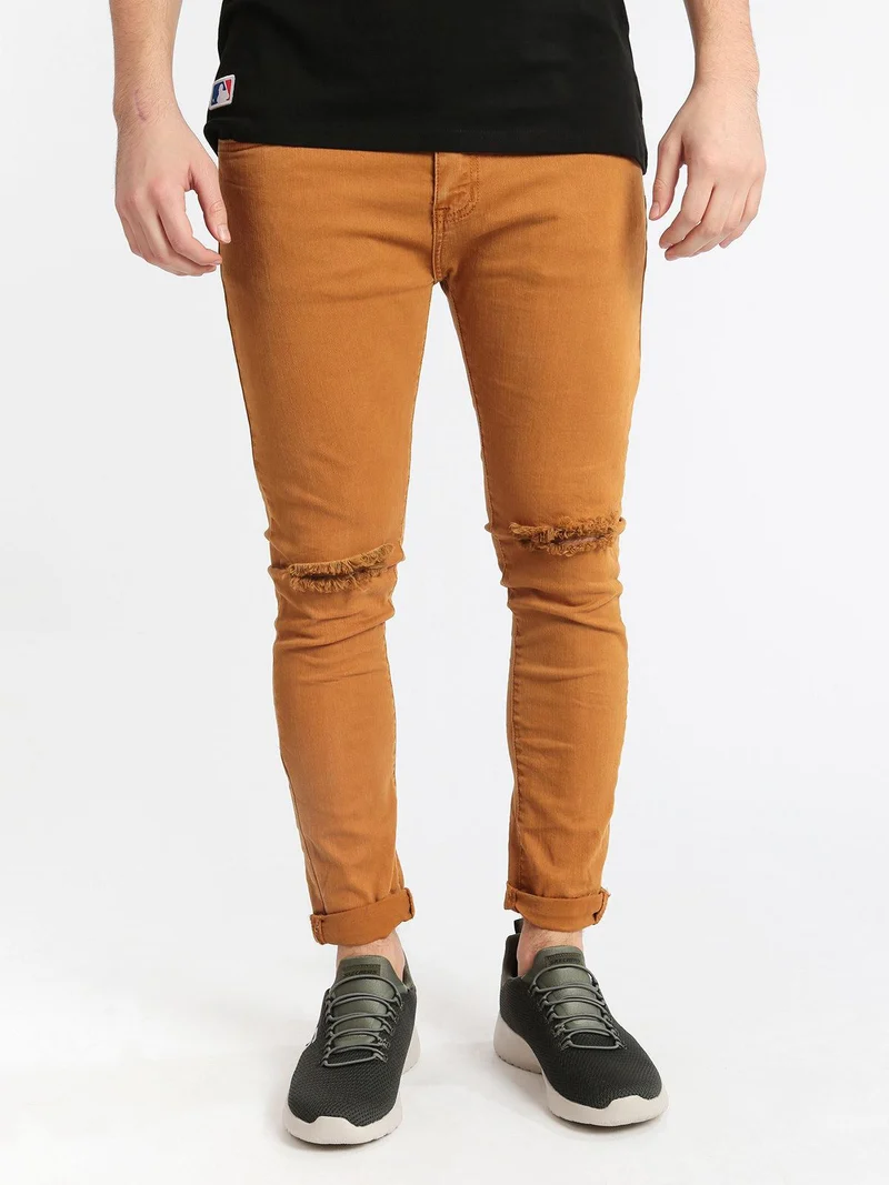 Pantaloni strappati - senape