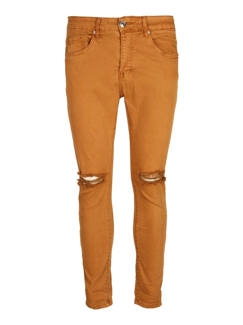 Pantaloni strappati - senape
