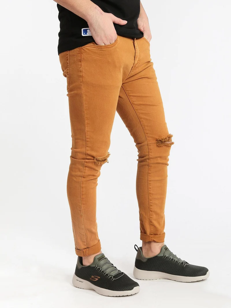Pantaloni strappati - senape