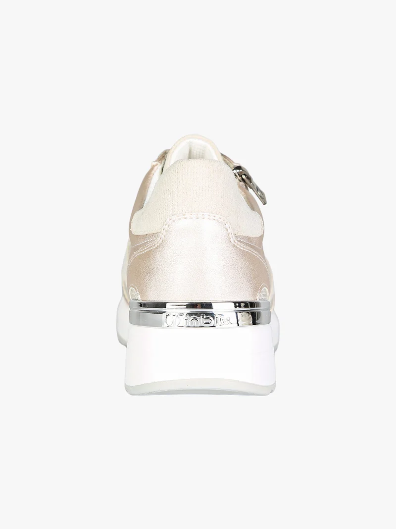 Sneakers brillantinata da donna con platform - perla