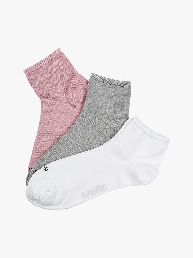 Confezione da 3 paia di calze corte da donna in bamboo - grigio