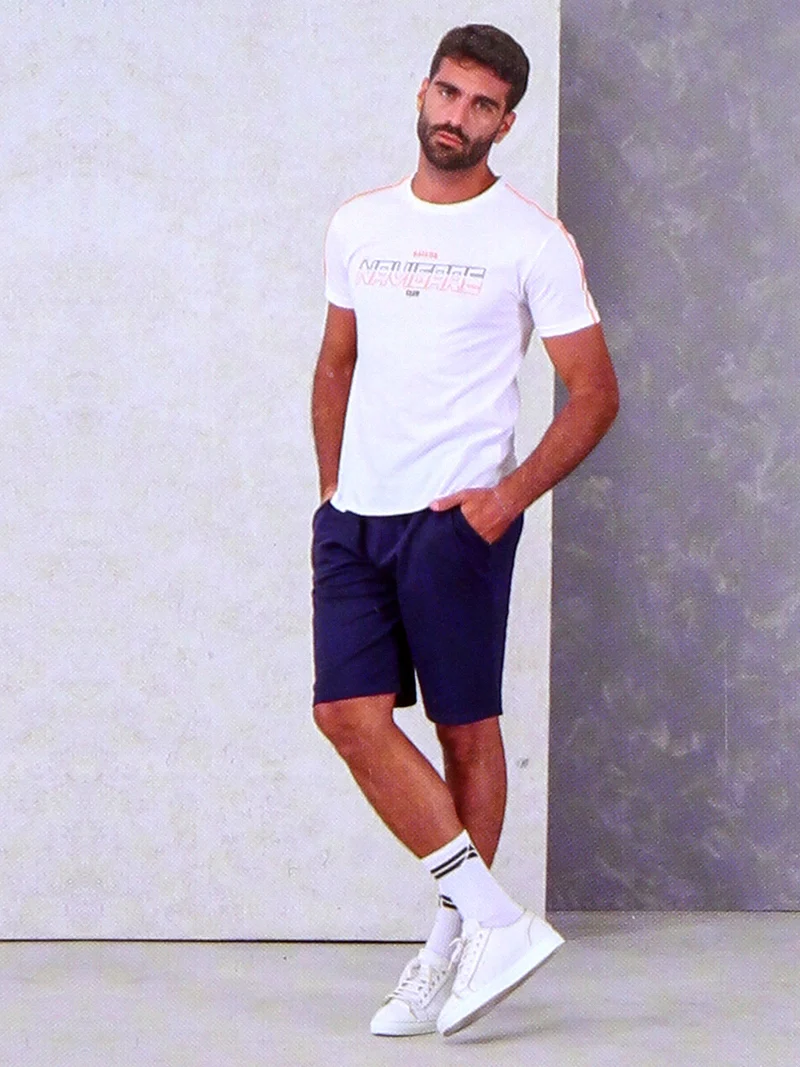 Completo corto da uomo in cotone - bianco