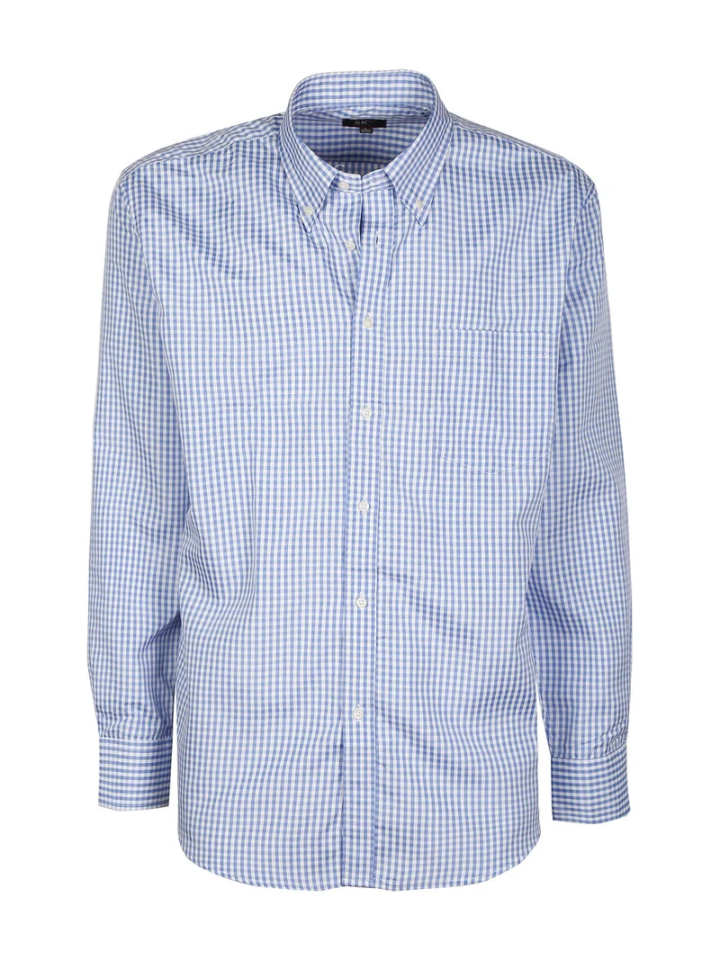 Camicia uomo regular fit a quadretti - celeste