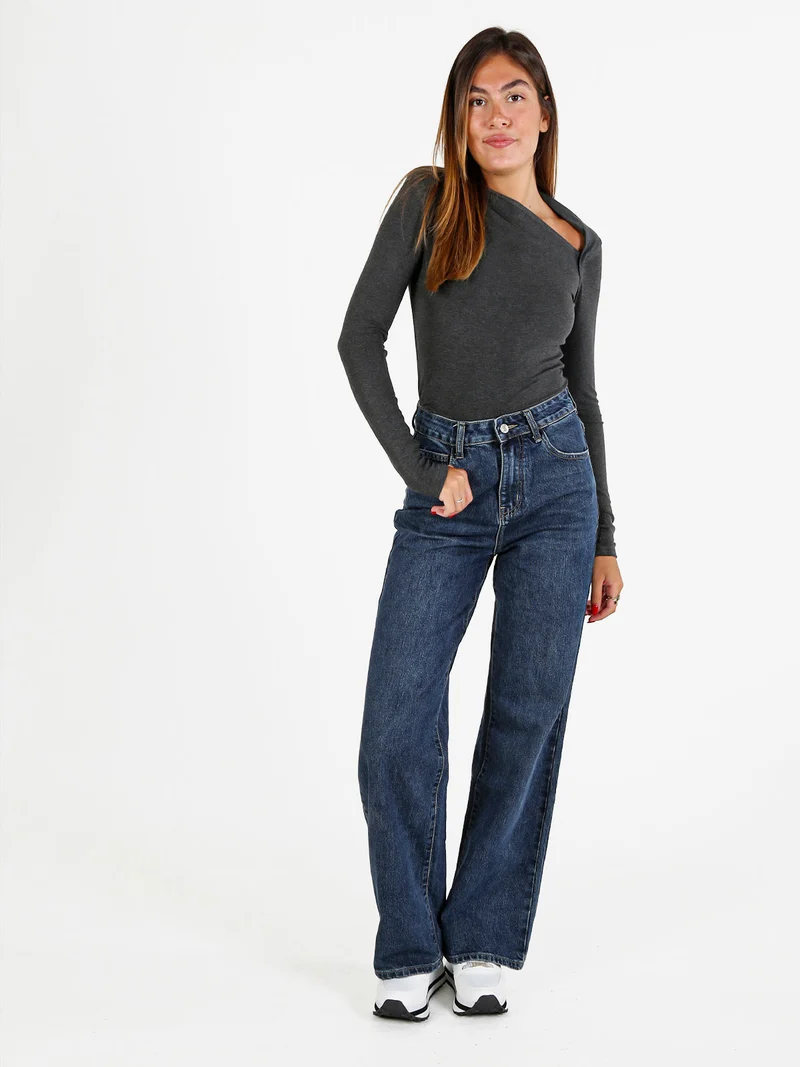 Jeans donna a gamba larga e vita alta - jeans