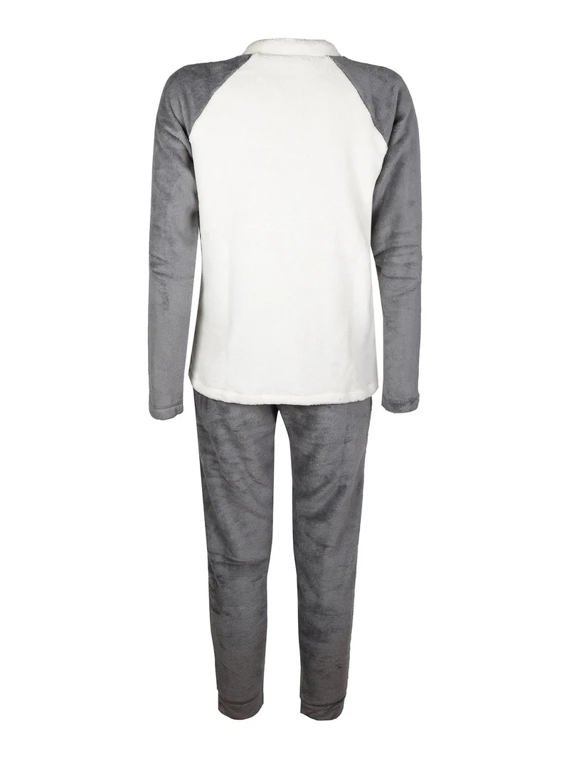 Pigiama da donna lungo in pile - grigio