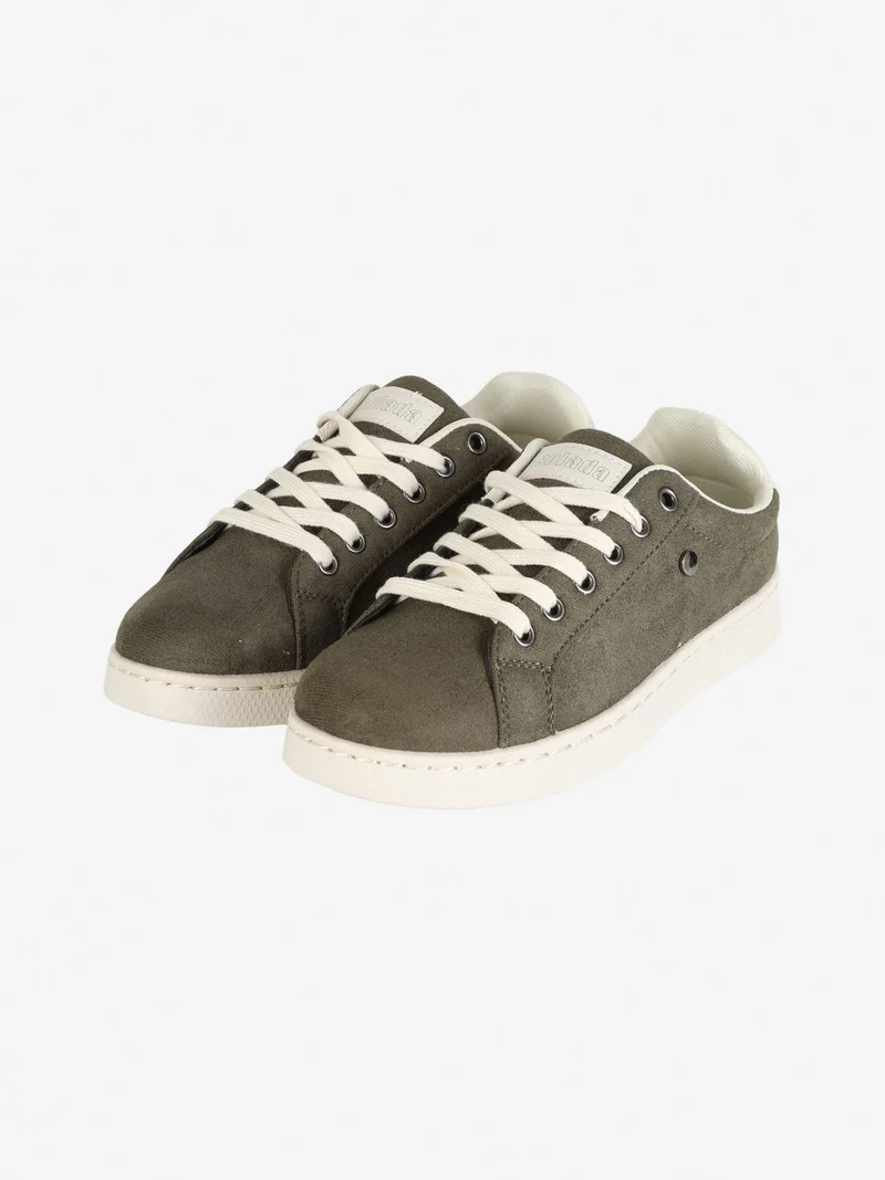 Sneakers donna basse in tessuto scamosciato - militare
