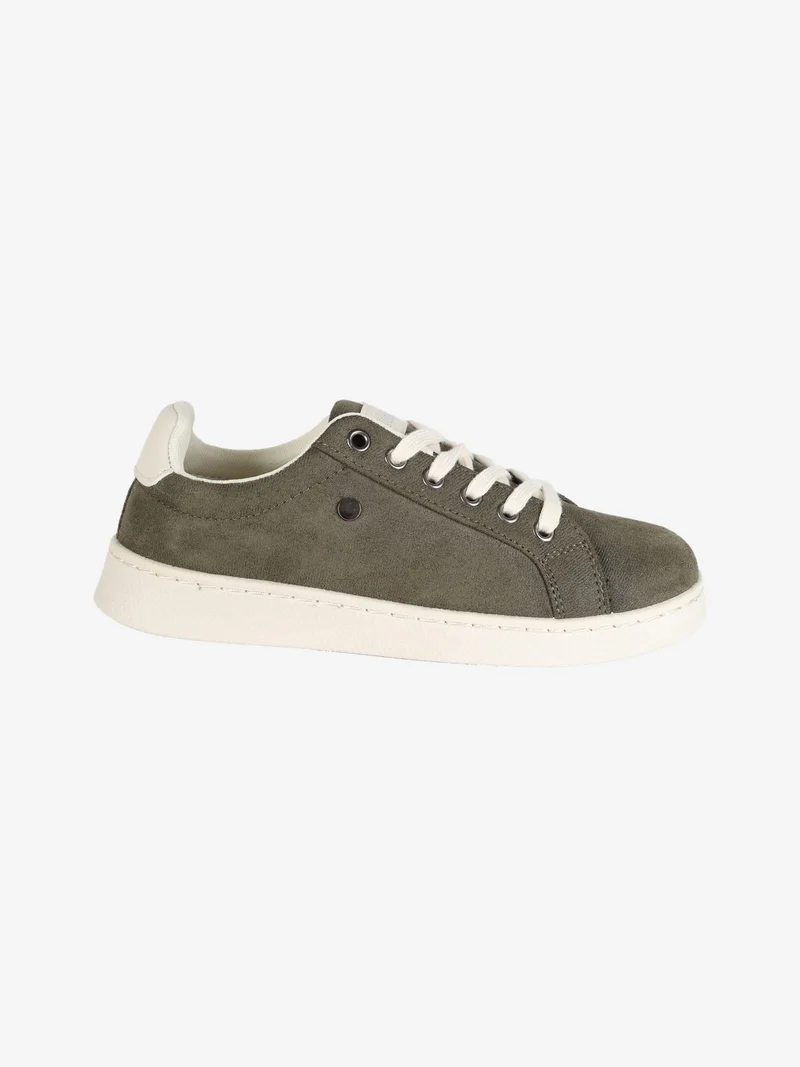 Sneakers donna basse in tessuto scamosciato - militare