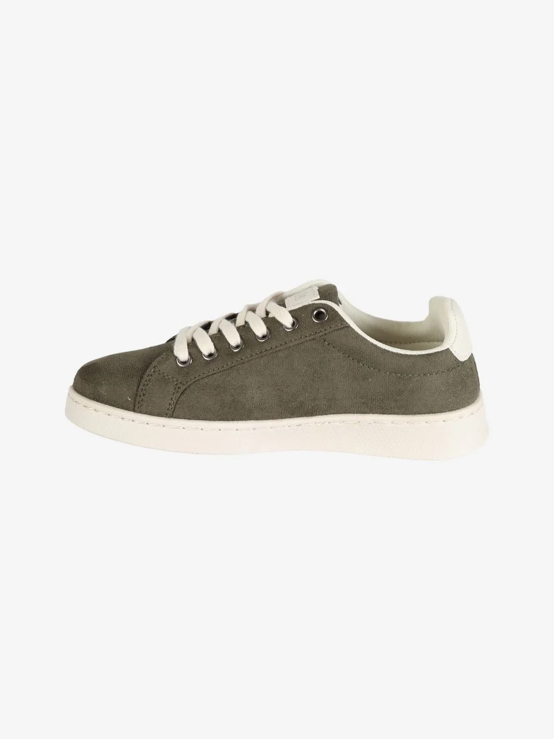 Sneakers donna basse in tessuto scamosciato - militare