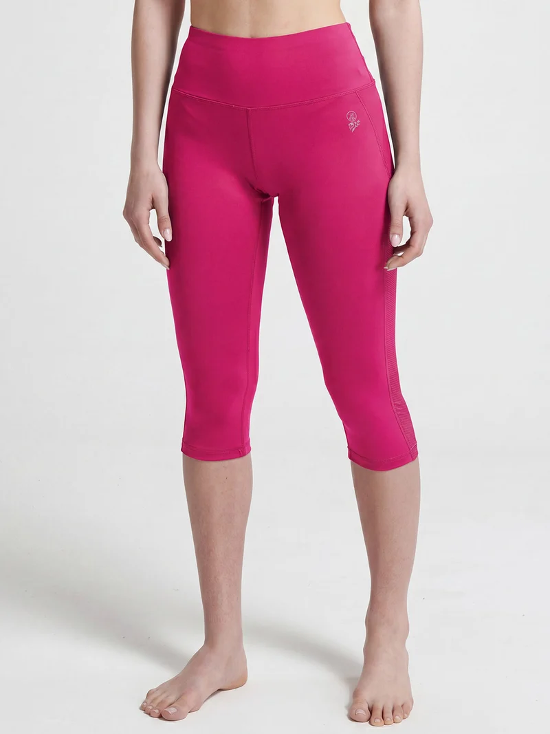 Leggings donna tre quarti sportivi elasticizzati - fucsia