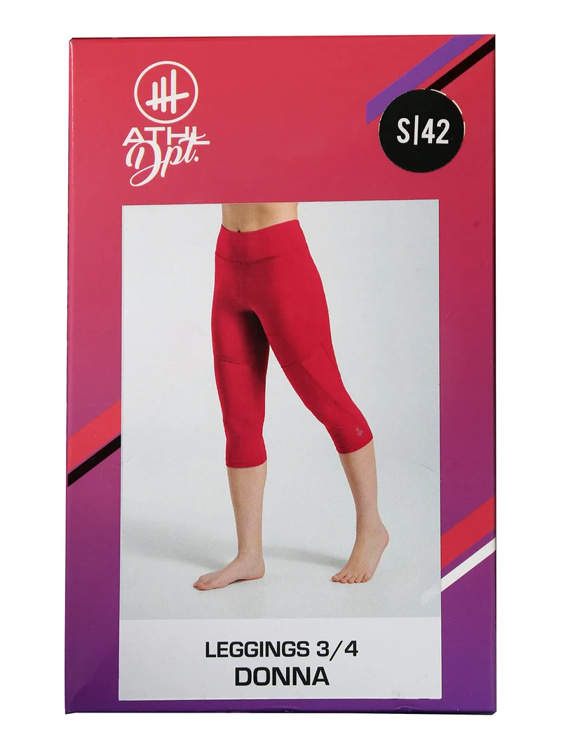Leggings donna tre quarti sportivi elasticizzati - fucsia