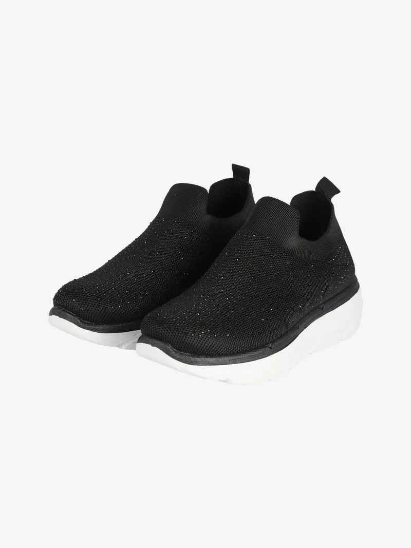 Sneakers donna slip on con strass - nero