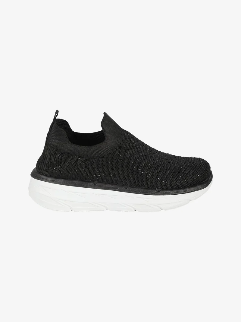 Sneakers donna slip on con strass - nero